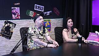 Evelyn Zain's seductive show in sheer red lingerie and piercing play