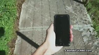 Hot latina chick from the street gets picked up for hardcore blowjob and cock interview.