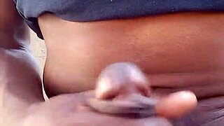 Feeling horny while stroking BBC outdoors