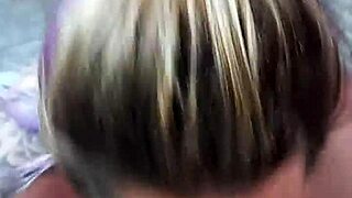 Blonde girlfriend goes deep with blowjob and cum