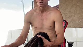 review on the balcony leads to suggestive encounter with tattooed teen