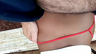 Teen neighbor provokes with anal pen in outdoor lingerie scene