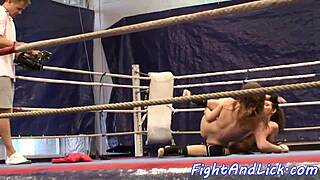 Kinky Lesbian Babes Wrestling Hard on the Floor!