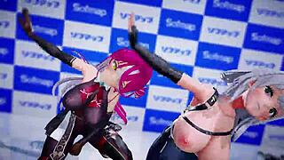 Hololive Characters Houshou Marine and Shirokane Noel in a Pink Cat Adventure