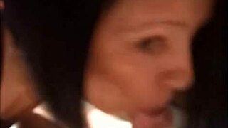 Brunette subtly swallows cum in pov blowjob