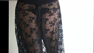 sexy brunette in sheer pantyhose