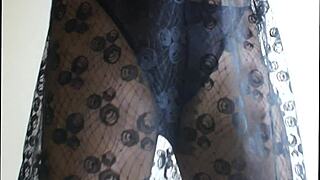 sexy brunette in sheer pantyhose