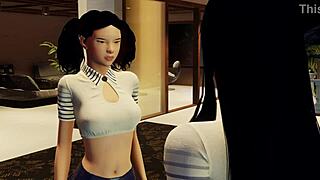 Asian Lesbian Whore Plays Femdom Game in Japanese Style