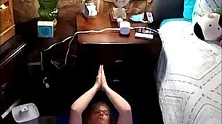 Vee practices morning yoga and self-pleasure