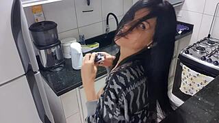 dama senssual in the kitchen indulging in solo masturbation with passion