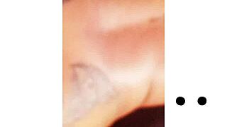 Npleasures bends over to show off her new ass tattoo in doggystyle pose