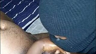 Amateur black girl sucks cock for dinner