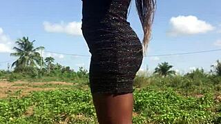 Crazy girl loves shaking her huge butt in the open air