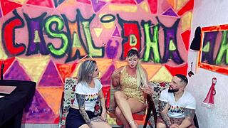 Seductive blonde Beatriz Sampaio surprises with a steamy girl-on-girl kiss during intense interview