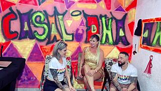 Seductive blonde Beatriz Sampaio surprises with a steamy girl-on-girl kiss during intense interview