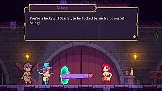 I'm Scarlet Maiden, bound in this misty hentai game threesome.