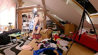 Wild college party with hot girls showing off their sexy lingerie