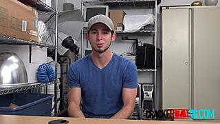 Teen Jock Takes Big Black Cock on Director's Desk at Office