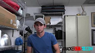 Teen Jock Takes Big Black Cock on Director's Desk at Office