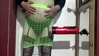 Crossdresser Loves Giving Himself A Machine Masturbation