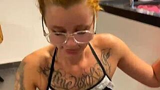 Cleaning Lady Kneels to Suck My Cock in Laundry Room