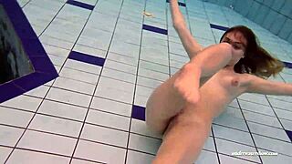 Firm big tits in red dress underwater with duna bultihalo