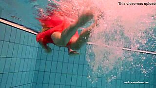 Firm big tits in red dress underwater with duna bultihalo