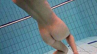 Firm big tits in red dress underwater with duna bultihalo