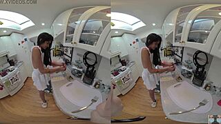 Intense asian pornstar in high definition 3d kitchen reality