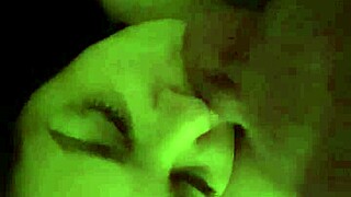 Close up of a tongue licking balls and face