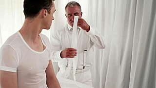 Hung suited handsome dilf barebacks smooth blond boy in Masonicboys scene!