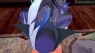 Clorinde fantasy scene in genshin impact