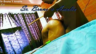 Colombian submissive Amalia endures intense bondage and spanking session.