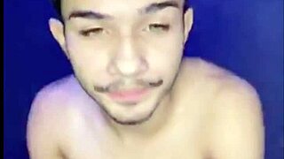 gay solo guy jerks off and cums with hand