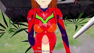 Asuka Langley Soryu blows and fucks in POV hentai sex