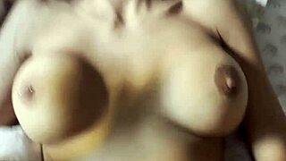 Beautiful Latina with natural huge tits getting anal sex with a plug