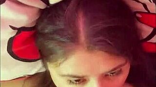 Latina babe gives amazing blowjob ending in mouth cumshot