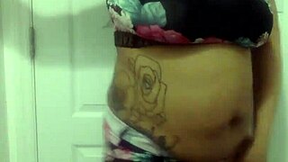 big tit ebony milf dances in the bathroom