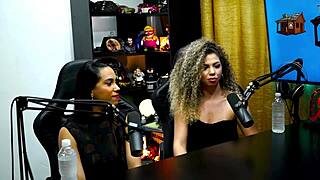 Dani motta reveals natural tits in sheer red podcast