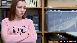 Cute Redhead Shoplifter Gets Punished With Hard Fucking And Blowjob