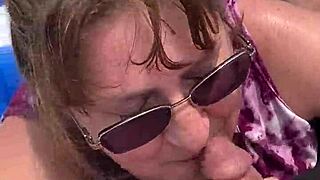 MILF with Big Natural Tits Gives Outdoor Blowjob to Amateur Couple, Ending in Cumshot