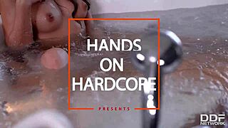 euro pornstars mira and anita b do anal orgy in hot tub