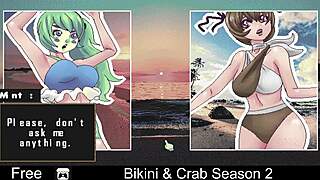 bikini and crab season 2 features striptease and clothes ripped in anime style