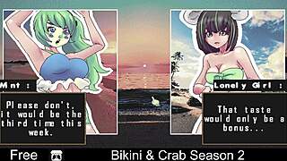 bikini and crab season 2 features striptease and clothes ripped in anime style