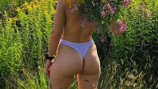 Adorable Girl Teases Small Tits in Public Nature Walk