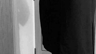 Crossdresser Explores Self Bondage In Uniform With Handcuffs