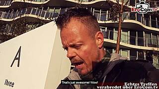 British Blonde Hooker Interviewed and Picked Up by German Tourist in Public Casting