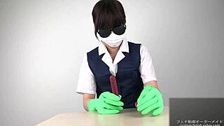Latex glove sensation for an Asian beauty’s pleasure
