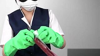 Latex glove sensation for an Asian beauty’s pleasure