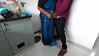 Tamil Maid Sridevi Jerking Owner's Cock in Indian Household Scene with Intense Action.